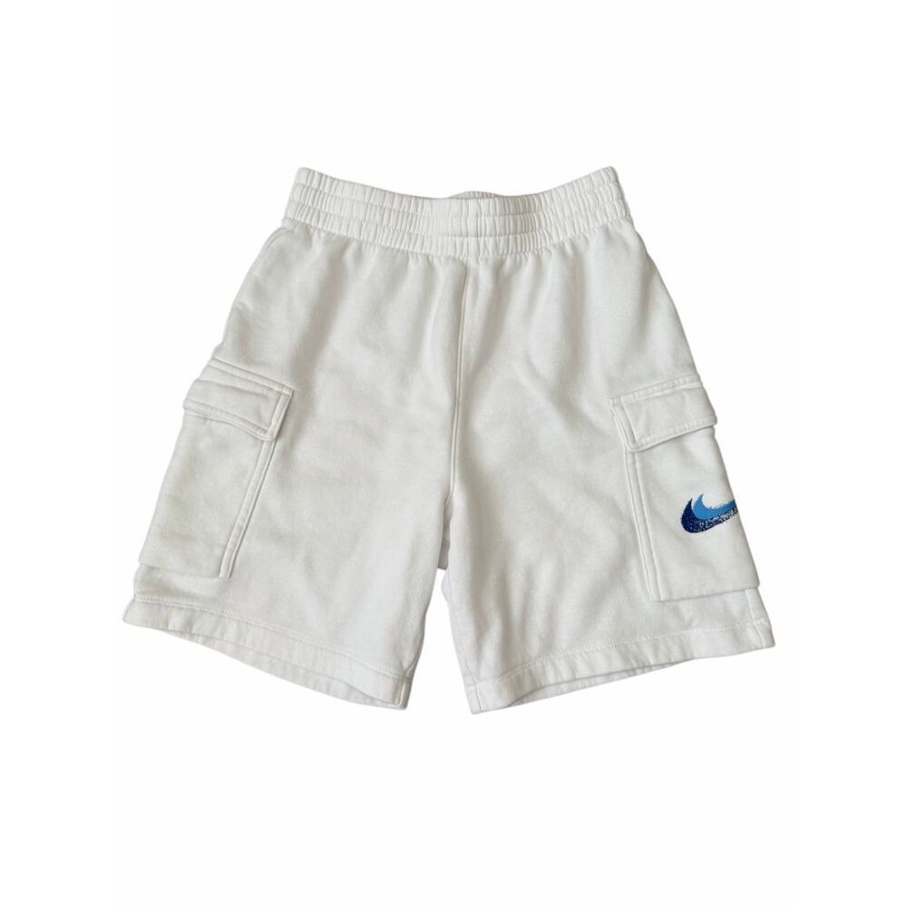 Nike Sportswear Large Boys' Fleece Shorts 6.5" inseam | White Blue Big Boy